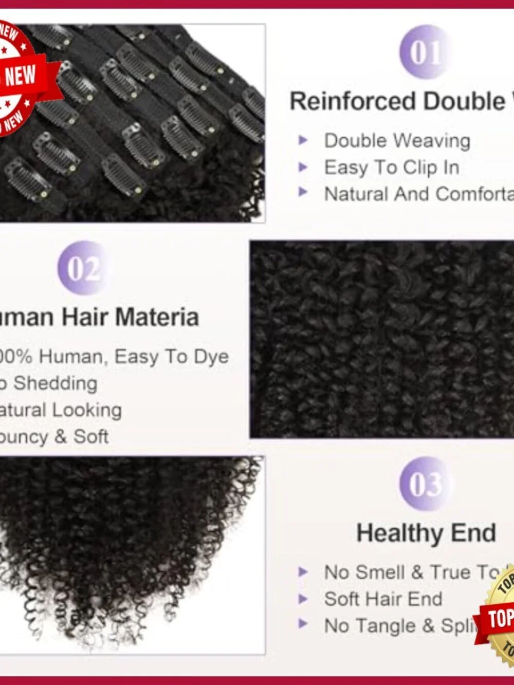 16 Inch Clip In Human Hair Extensions 120g 8pcs Kinky Curly Brazilian Virgin
